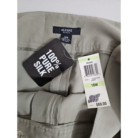 Alfani ~Woman Plus Size 18W~ Cement 100% Pure Silk Wide-Leg Pants NWT $89.00 - Picture 8 of 12